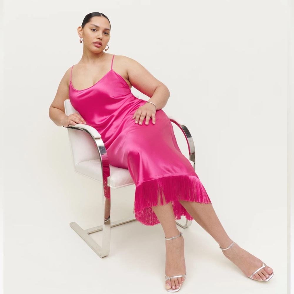 Reformation Alisal silk fringe slip dress-NEVER WORN